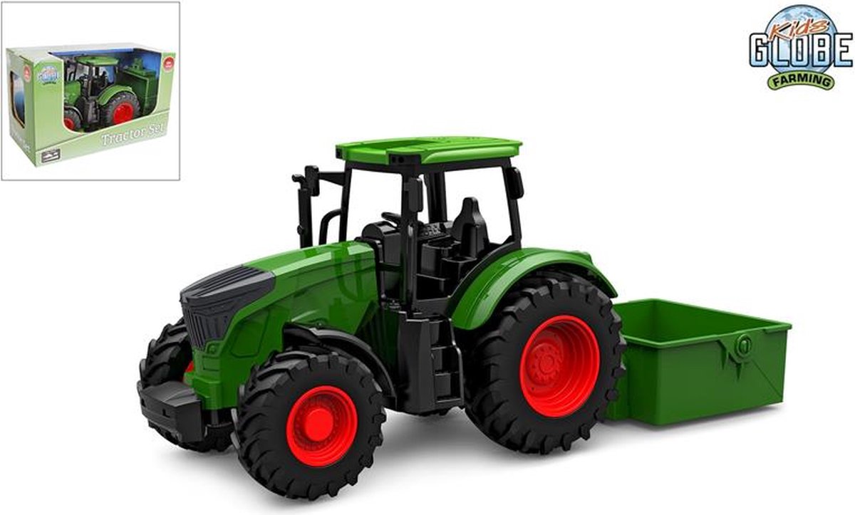 Kids Globe Tractor freewheel + kiepbak 27,5cm groen