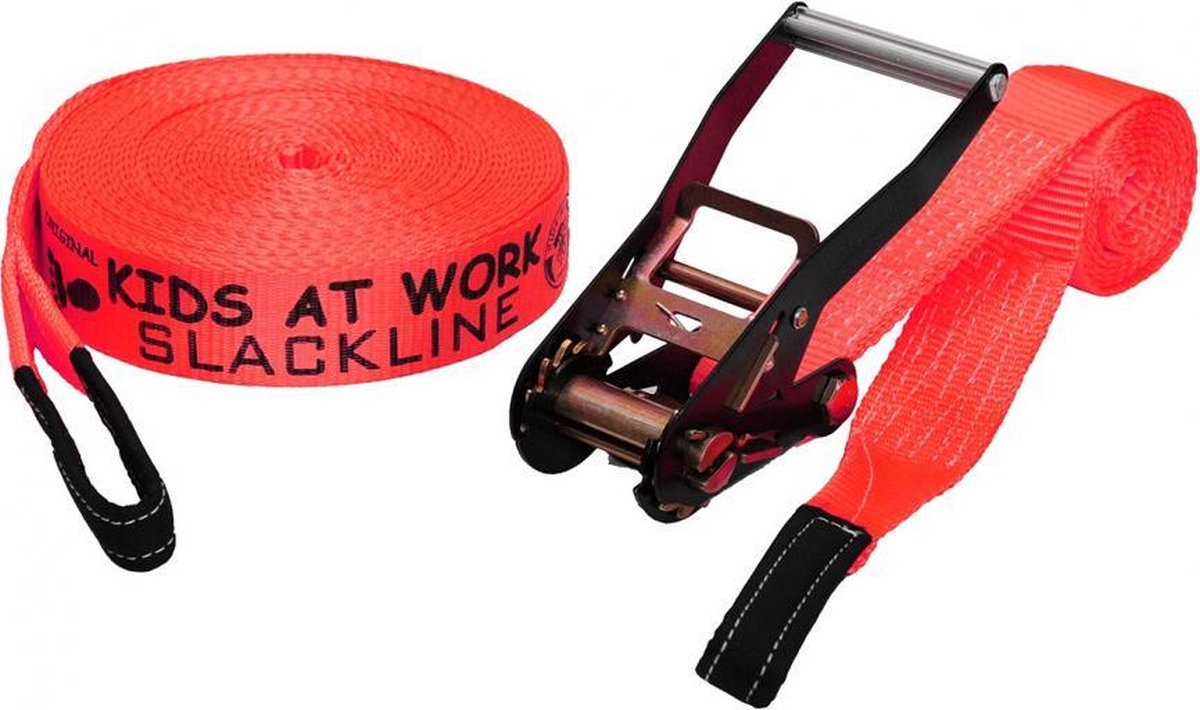 slackline 17,5 meter polyester rood