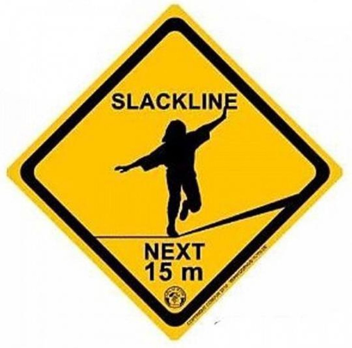 slackline waarschuwingsbord junior 21 cm geel