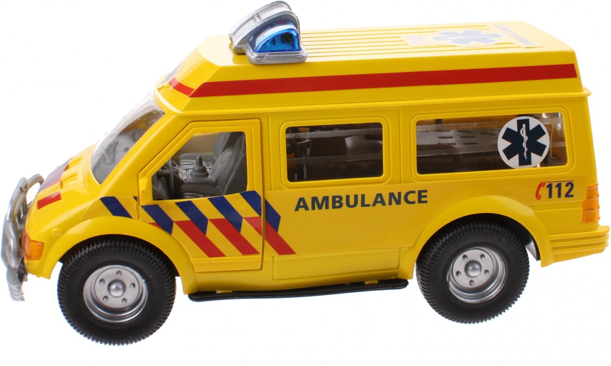 Kids Fun Reddingsdienstvoertuig Ambulance 26 Cm Geel