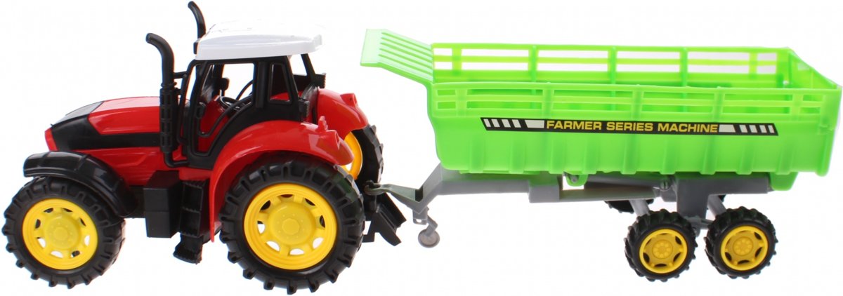 Kids Fun Tractor Met Aanhanger Rood