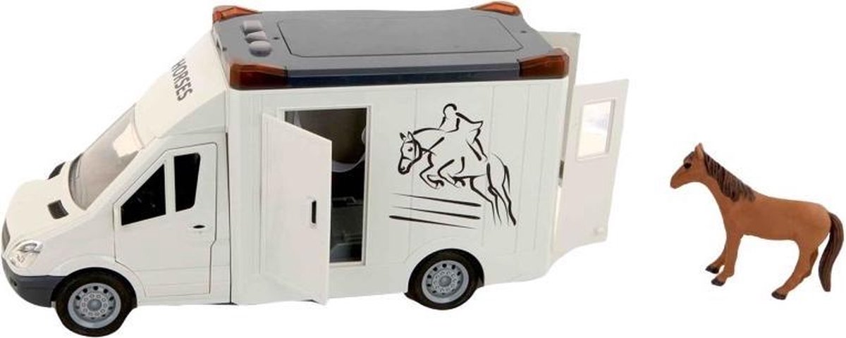 Kidsfun Vervoerbus Beautiful Horse Junior Wit/bruin 2-delig