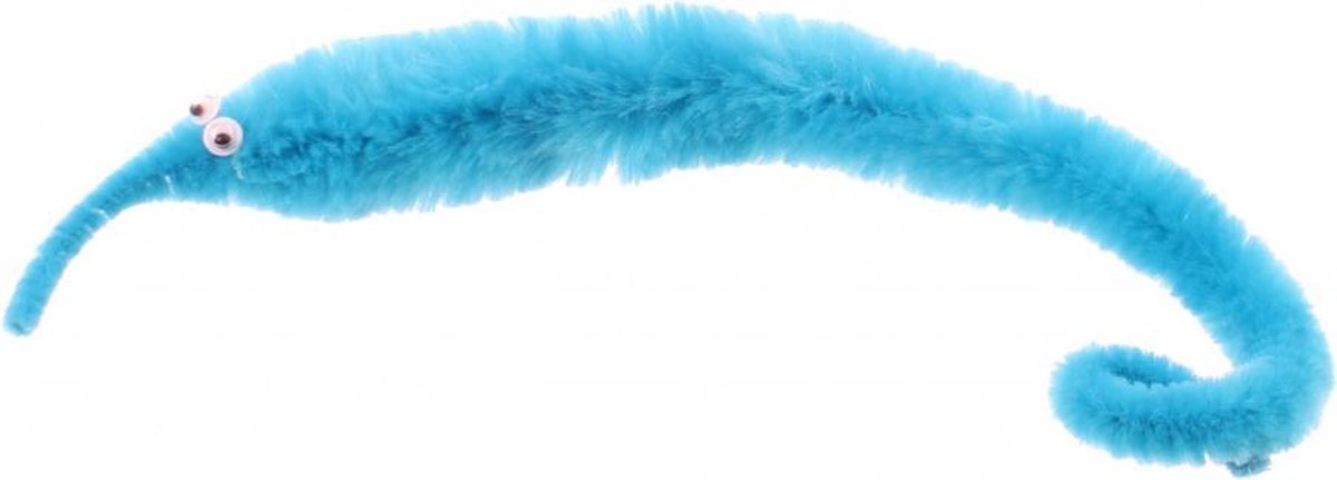 magische worm met draad 20 cm blauw