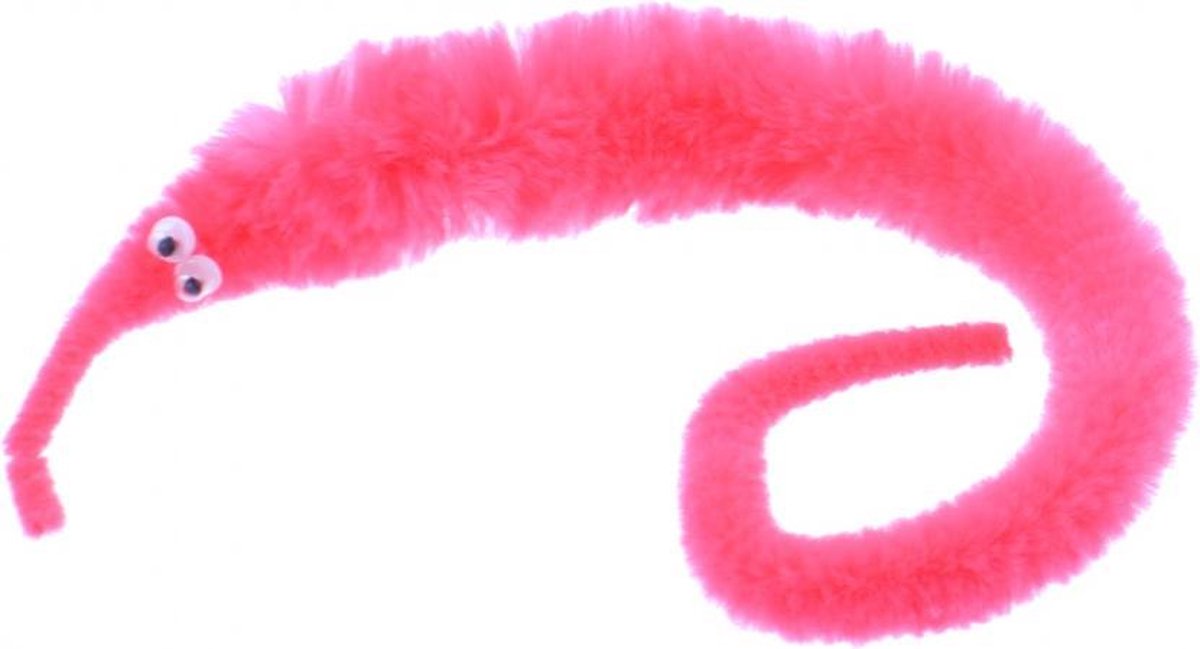 magische worm met draad 20 cm roze