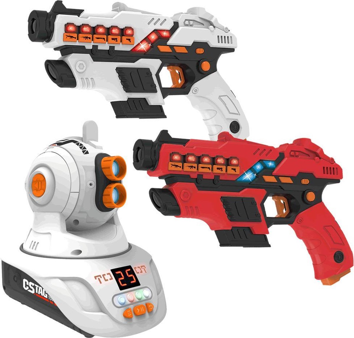 KidsFun Plus lasergame set: 2 Laserguns + projector - outdoor & indoor lasergame spel