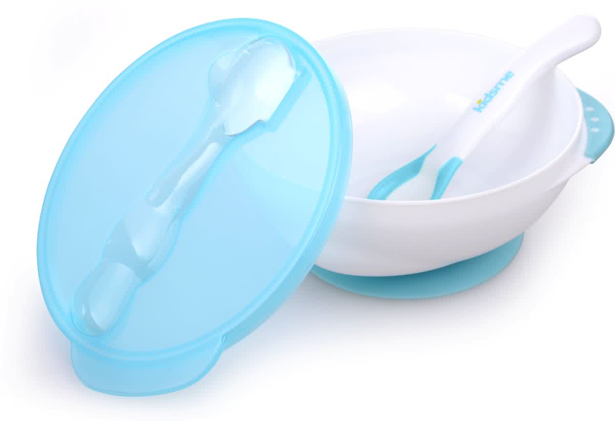 Kidsme - Suction Bowl with Ideal Temperature Feeding Spoon Set - Aqua