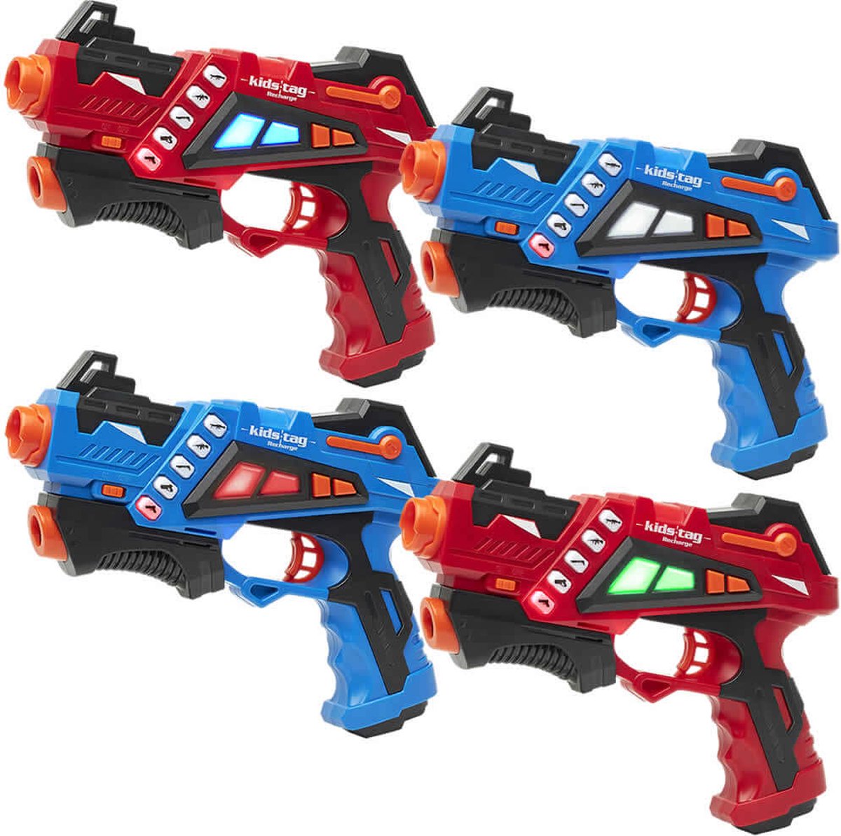   Recharge lasergame set - 4 oplaadbare laserguns P1 - Lasergamen vanaf 6 jaar - Extra functies - Digitale display - Geen batterijen nodig