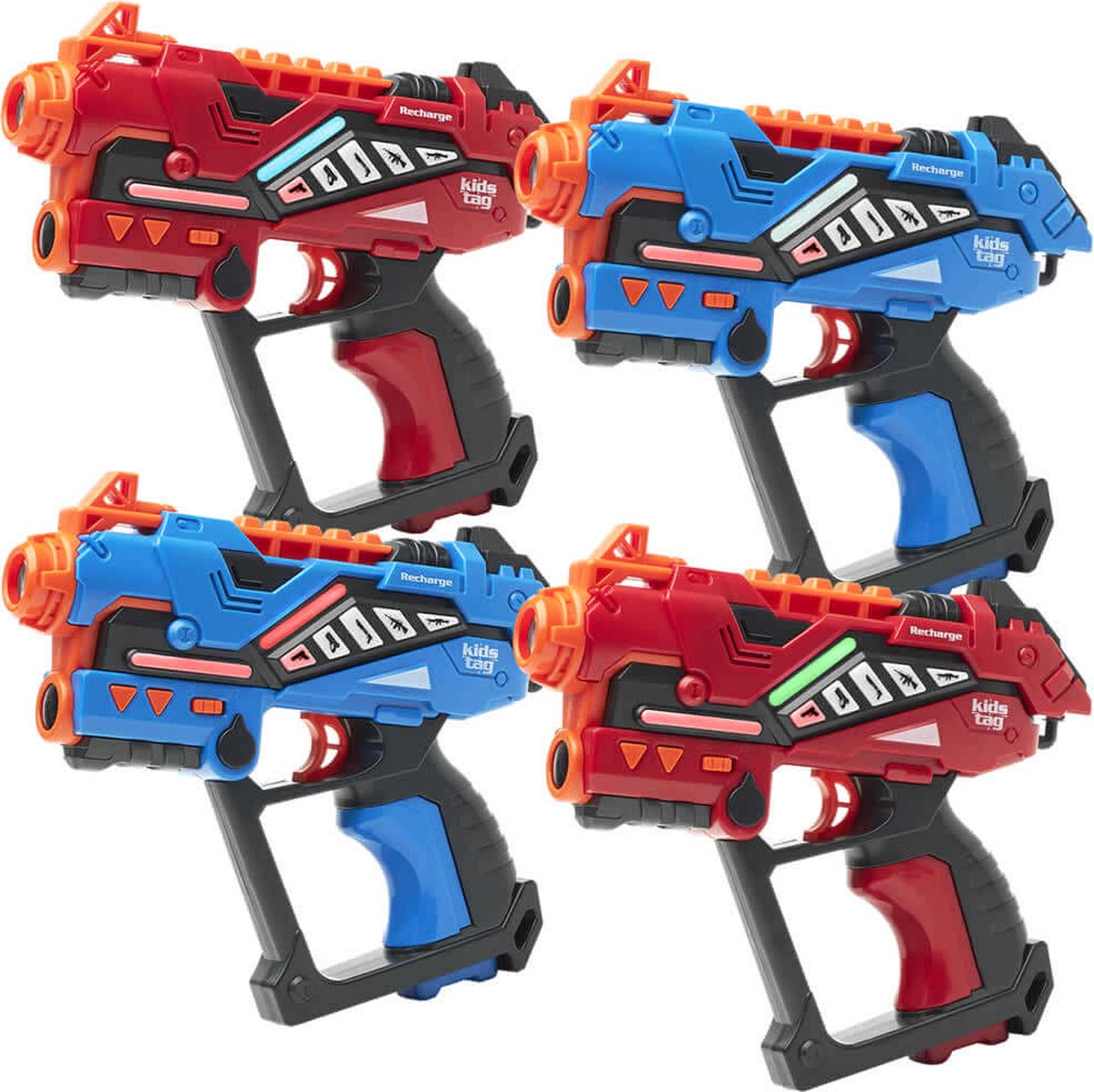   Recharge lasergame set - 4 oplaadbare laserguns P2 - Lasergamen vanaf 6 jaar - Extra functies - Digitale display - Geen batterijen nodig