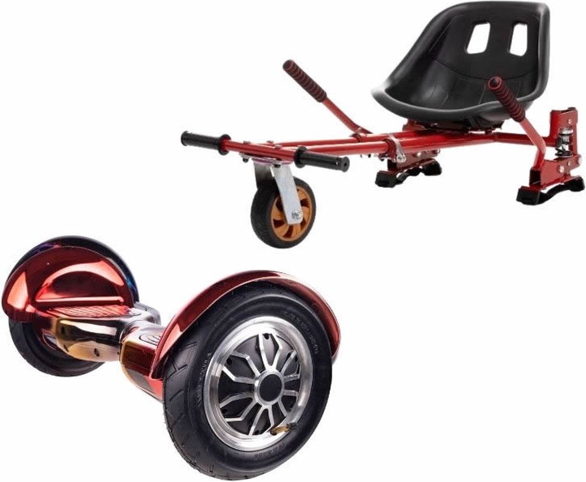 Kidscare 10’’ Alle Terrein - Offroad Hoverboard Met Schokdemper Hoverkart - Rood - Oxboard - 15kmh - Bluetooth Speakers - Led Lighting - UL2272 Gecertificeerd - Opblaasbare Banden - Z4 Cameleon