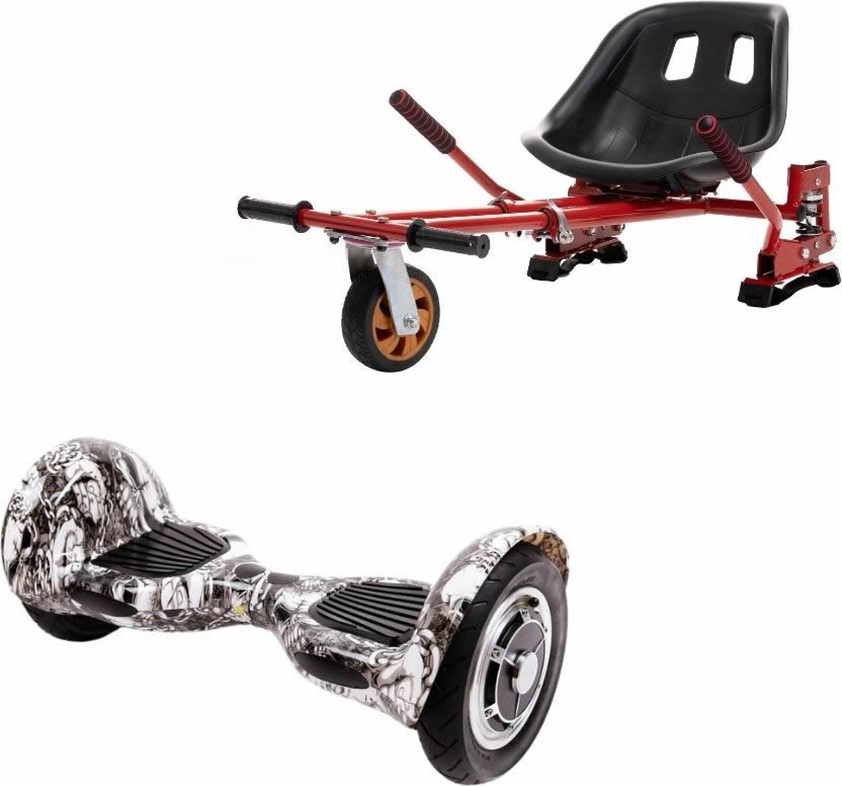 Kidscare 10’’ Alle Terrein - Offroad Hoverboard Met Schokdemper Hoverkart - Rood - Oxboard - 15kmh - Bluetooth Speakers - Led Lighting - UL2272 Gecertificeerd - Opblaasbare Banden - Z4 Cartoons