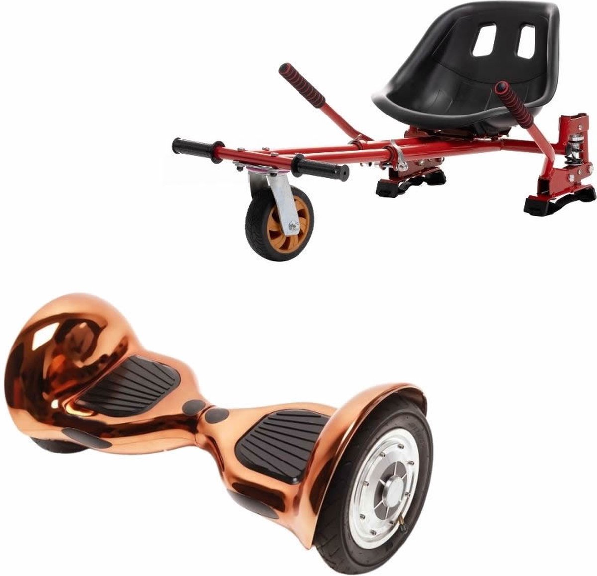 Kidscare 10’’ Alle Terrein - Offroad Hoverboard Met Schokdemper Hoverkart - Rood - Oxboard - 15kmh - Bluetooth Speakers - Led Lighting - UL2272 Gecertificeerd - Opblaasbare Banden - Z4 Iron