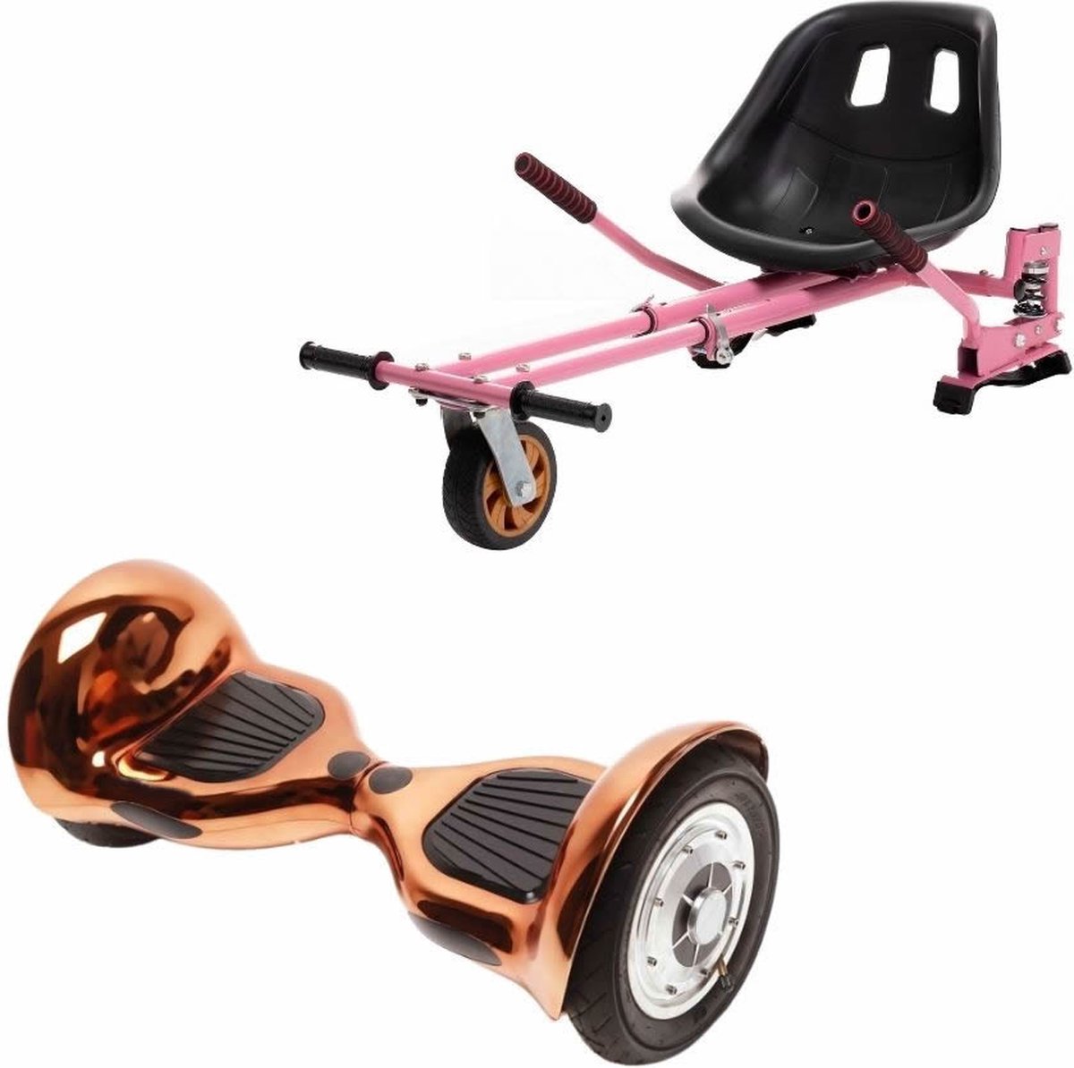 Kidscare 10’’ Alle Terrein - Offroad Hoverboard Met Schokdemper Hoverkart - Roze - Oxboard - 15kmh - Bluetooth Speakers - Led Lighting - UL2272 Gecertificeerd - Opblaasbare Banden - Z4 Iron