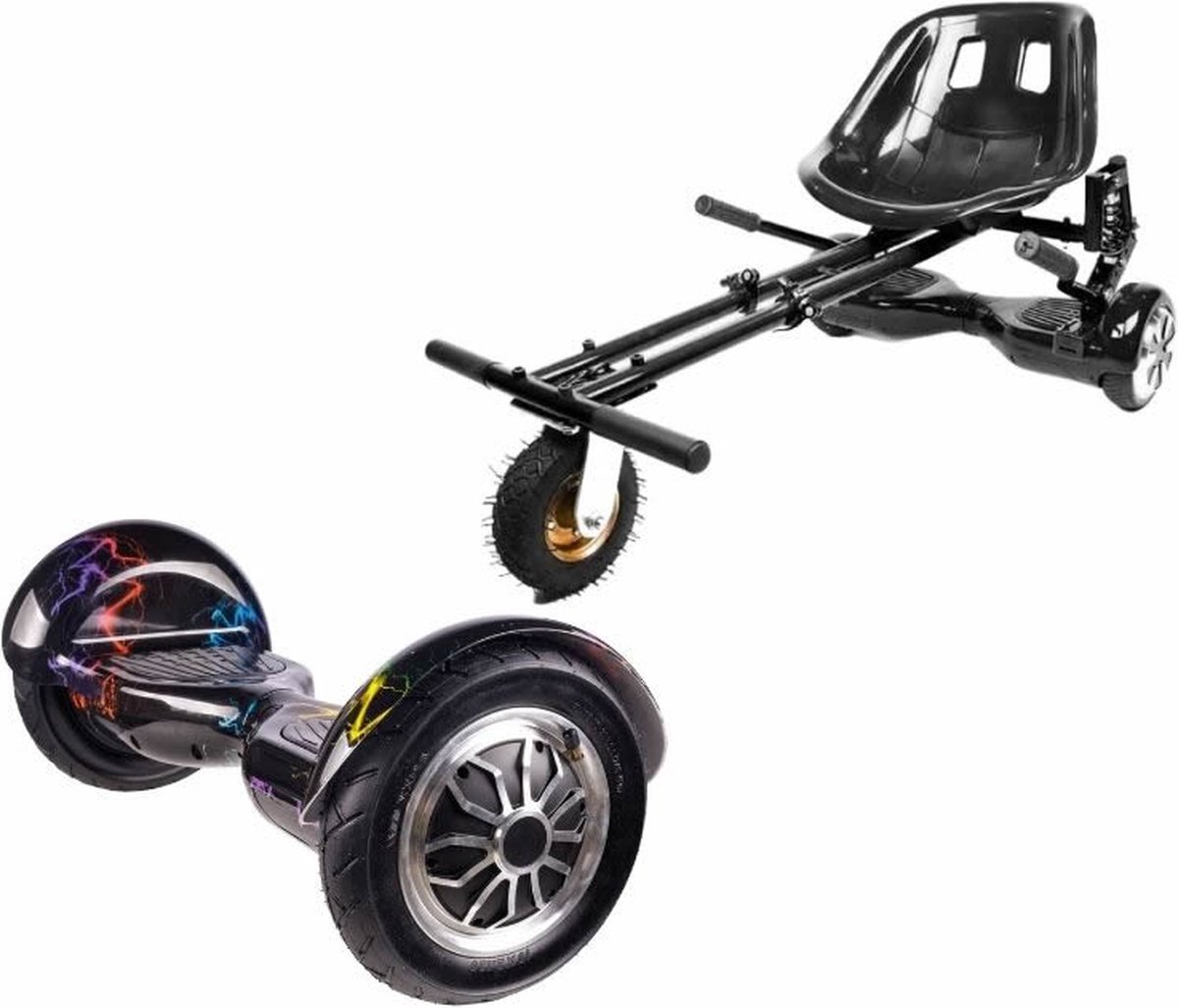 Kidscare 10’’ Alle Terrein - Offroad Hoverboard Met Schokdemper Hoverkart - Zwart - Oxboard - 15kmh - Bluetooth Speakers - Led Lighting - UL2272 Gecertificeerd - Opblaasbare Banden - Z4 Lightning 7