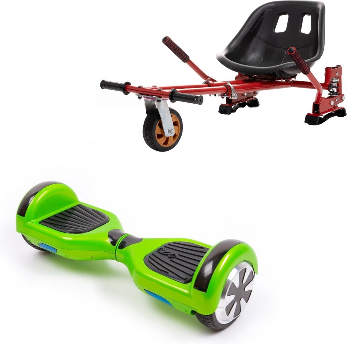 Kidscare 6.5’’ Hoverboard Med Schokdemper Hoverkart - Rood - Oxboard - 15kmh - Bluetooth Speakers – Led Lighting – UL2272 Gecertificeerd – Anti lek banden – Z1 Groen