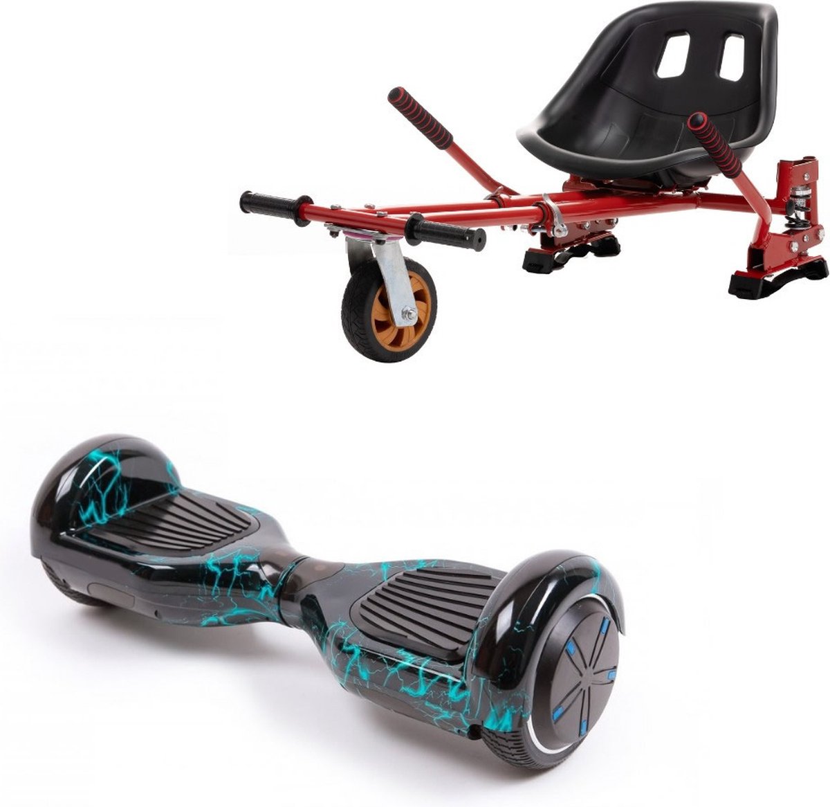 Kidscare 6.5’’ Hoverboard Med Schokdemper Hoverkart - Rood - Oxboard - 15kmh - Bluetooth Speakers – Led Lighting – UL2272 Gecertificeerd – Anti lek banden – Z1 Lightning