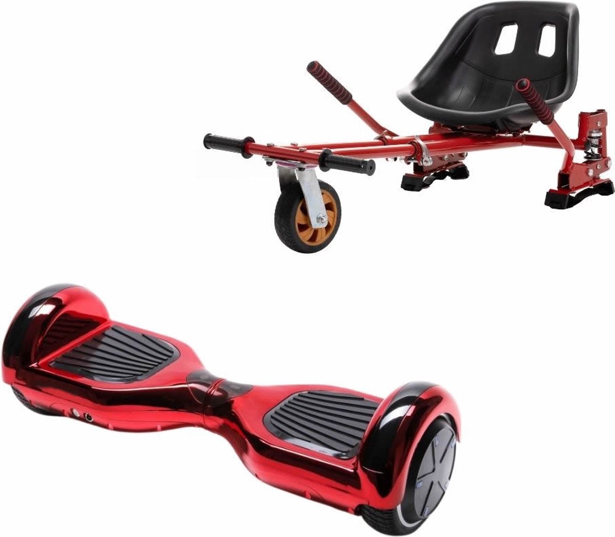 Kidscare 6.5’’ Hoverboard Med Schokdemper Hoverkart - Rood - Oxboard - 15kmh - Bluetooth Speakers – Led Lighting – UL2272 Gecertificeerd – Anti lek banden – Z1 Neon Red