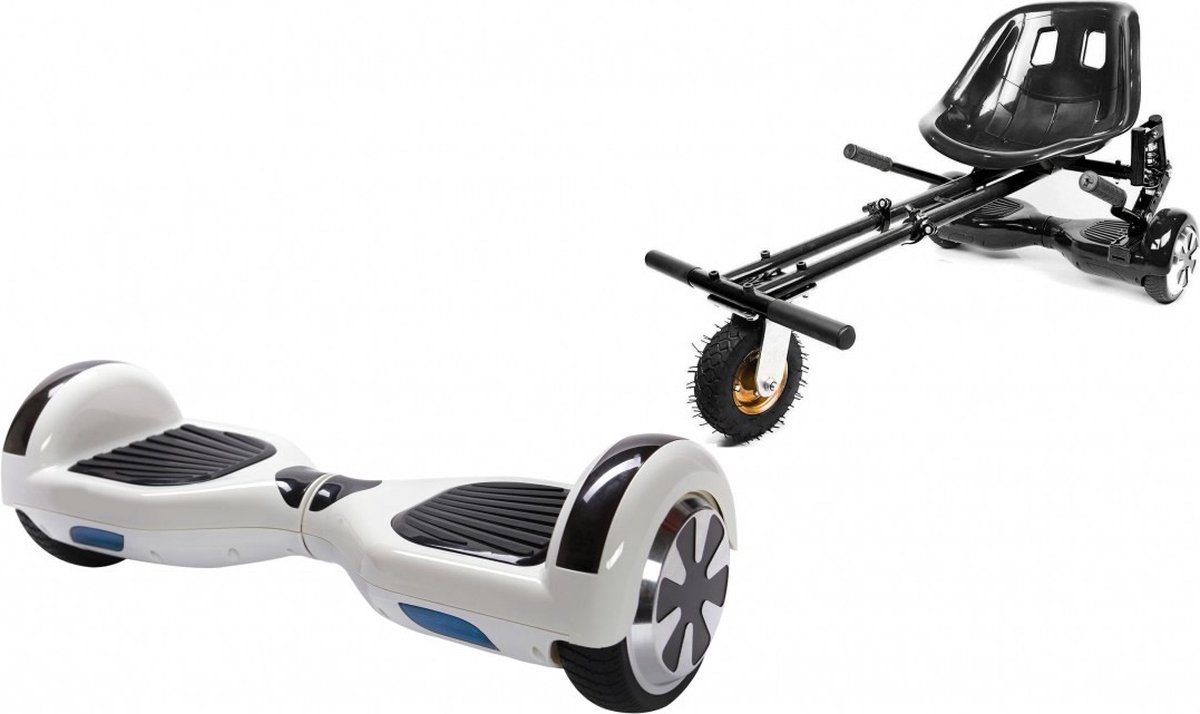 Kidscare 6.5’’ Hoverboard Med Schokdemper Hoverkart - Zwart - Oxboard - 15kmh - Bluetooth Speakers – Led Lighting – UL2272 Gecertificeerd – Anti lek banden – Z1 Blanc