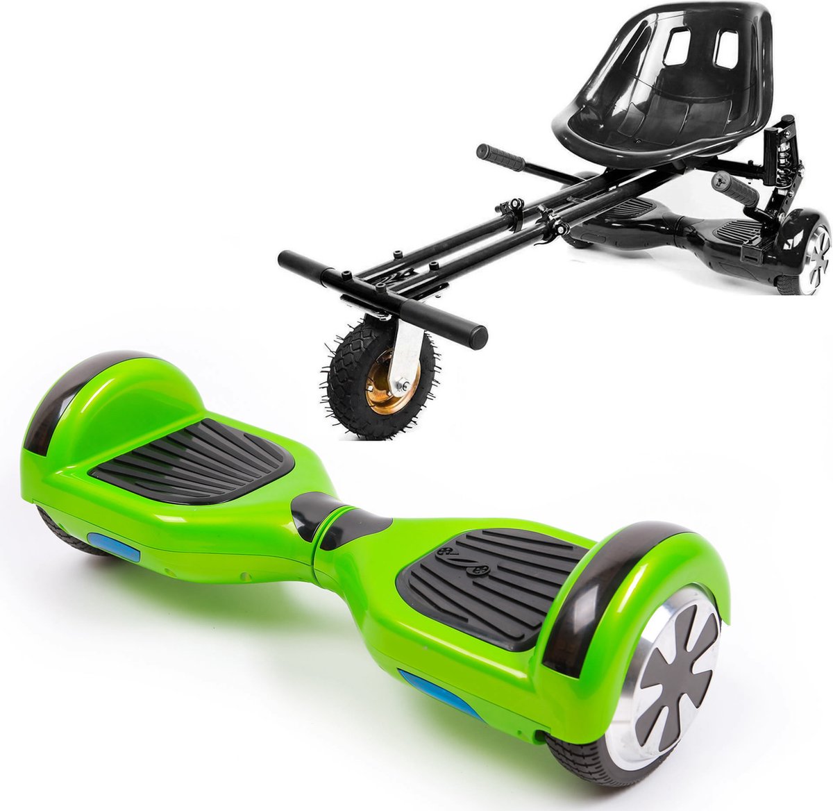 Kidscare 6.5’’ Hoverboard Med Schokdemper Hoverkart - Zwart - Oxboard - 15kmh - Bluetooth Speakers – Led Lighting – UL2272 Gecertificeerd – Anti lek banden – Z1 Groen