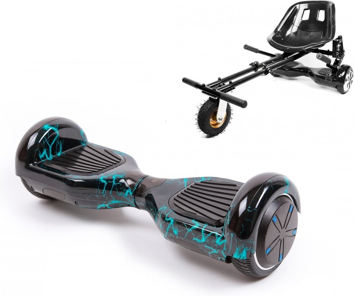 Kidscare 6.5’’ Hoverboard Med Schokdemper Hoverkart - Zwart - Oxboard - 15kmh - Bluetooth Speakers – Led Lighting – UL2272 Gecertificeerd – Anti lek banden – Z1 Lightning