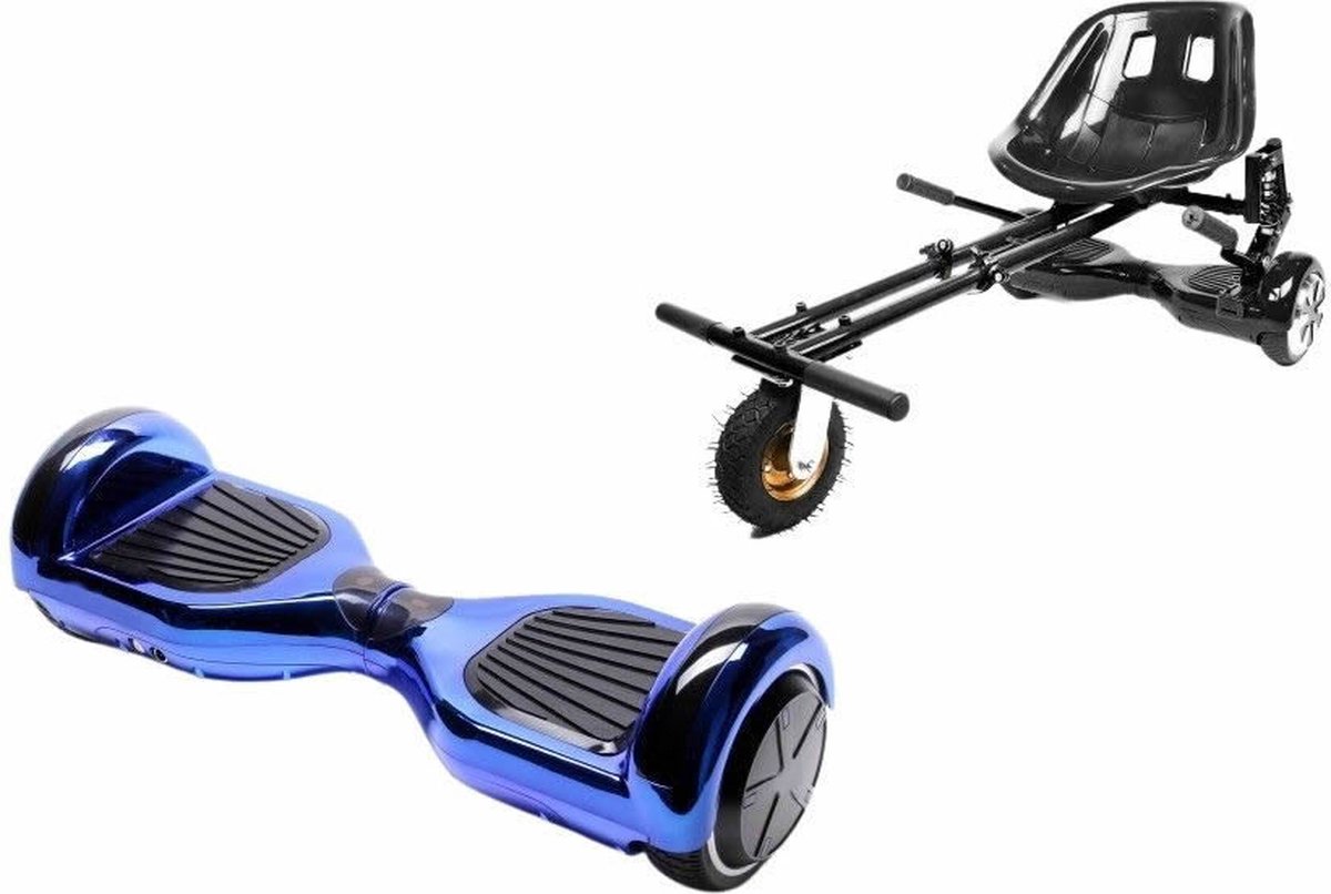 Kidscare 6.5’’ Hoverboard Med Schokdemper Hoverkart - Zwart - Oxboard - 15kmh - Bluetooth Speakers – Led Lighting – UL2272 Gecertificeerd – Anti lek banden – Z1 Neon Blue