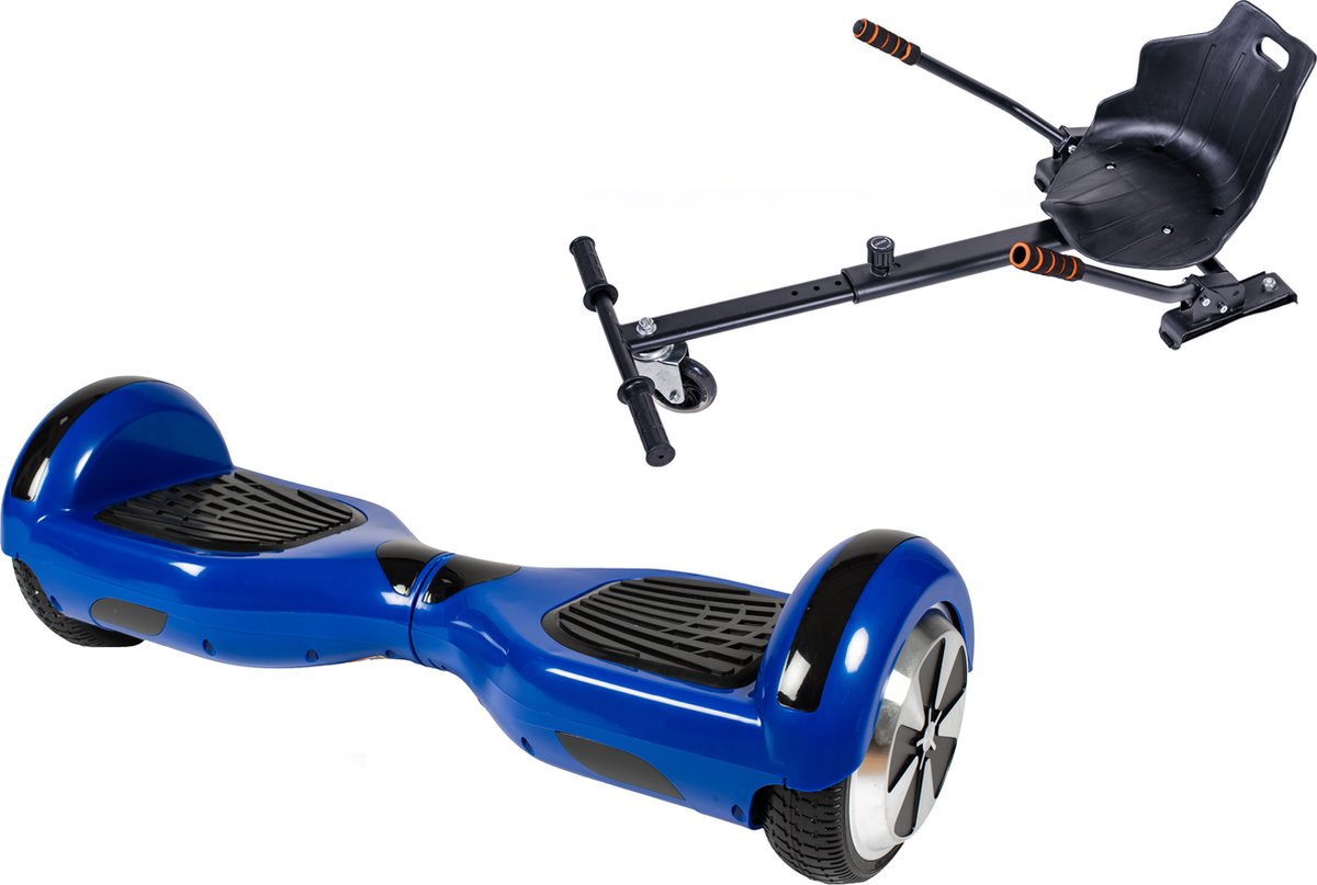 Kidscare 6.5’’ Hoverboard Met Hoverkart - Oxboard - 15kmh - Bluetooth Speakers – Led Lighting – UL2272 Gecertificeerd – Anti lek banden – Z1 Blauw