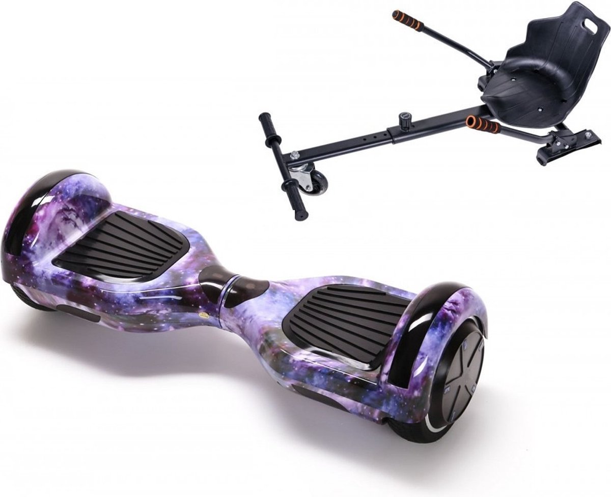 Kidscare 6.5’’ Hoverboard Met Hoverkart - Oxboard - 15kmh - Bluetooth Speakers – Led Lighting – UL2272 Gecertificeerd – Anti lek banden – Z1 Cosmos