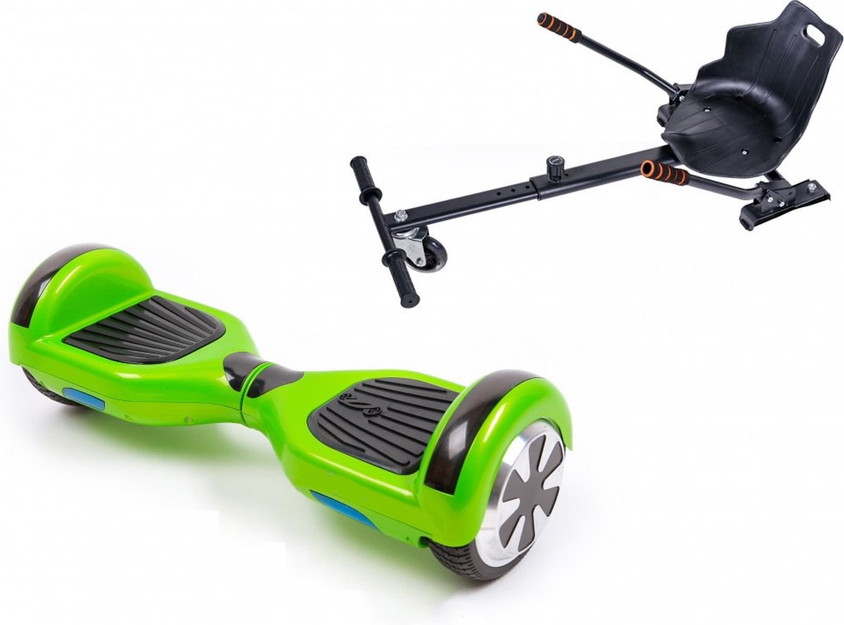 Kidscare 6.5’’ Hoverboard Met Hoverkart - Oxboard - 15kmh - Bluetooth Speakers – Led Lighting – UL2272 Gecertificeerd – Anti lek banden – Z1 Groen