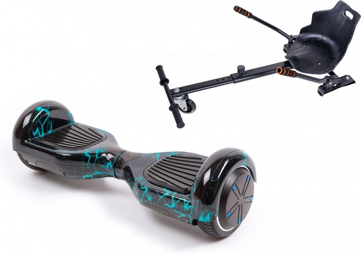 Kidscare 6.5’’ Hoverboard Met Hoverkart - Oxboard - 15kmh - Bluetooth Speakers – Led Lighting – UL2272 Gecertificeerd – Anti lek banden – Z1 Lightning