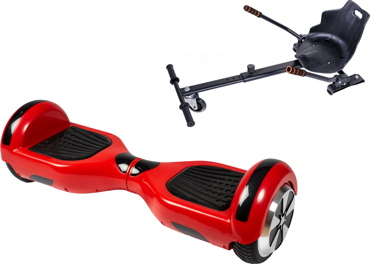 Kidscare 6.5’’ Hoverboard Met Hoverkart - Oxboard - 15kmh - Bluetooth Speakers – Led Lighting – UL2272 Gecertificeerd – Anti lek banden – Z1 Rood