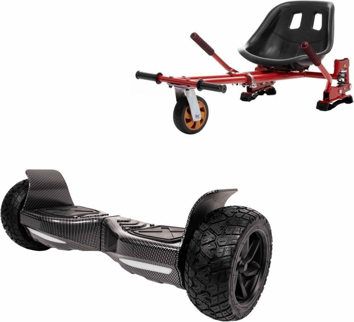 Kidscare 8.5’’ Alle Terrein Hoverboard Met Schokdemper Hoverkart - Rood - Oxboard - 15kmh - Bluetooth Speakers - Led Lighting - UL2272 Gecertificeerd - Anti Lek Banden - Z3 Mercury