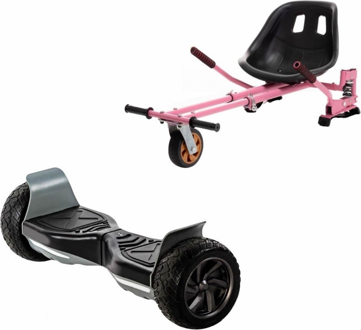 Kidscare 8.5’’ Alle Terrein Hoverboard Met Schokdemper Hoverkart - Roze - Oxboard - 15kmh - Bluetooth Speakers - Led Lighting - UL2272 Gecertificeerd - Anti Lek Banden - Z3 Zwart