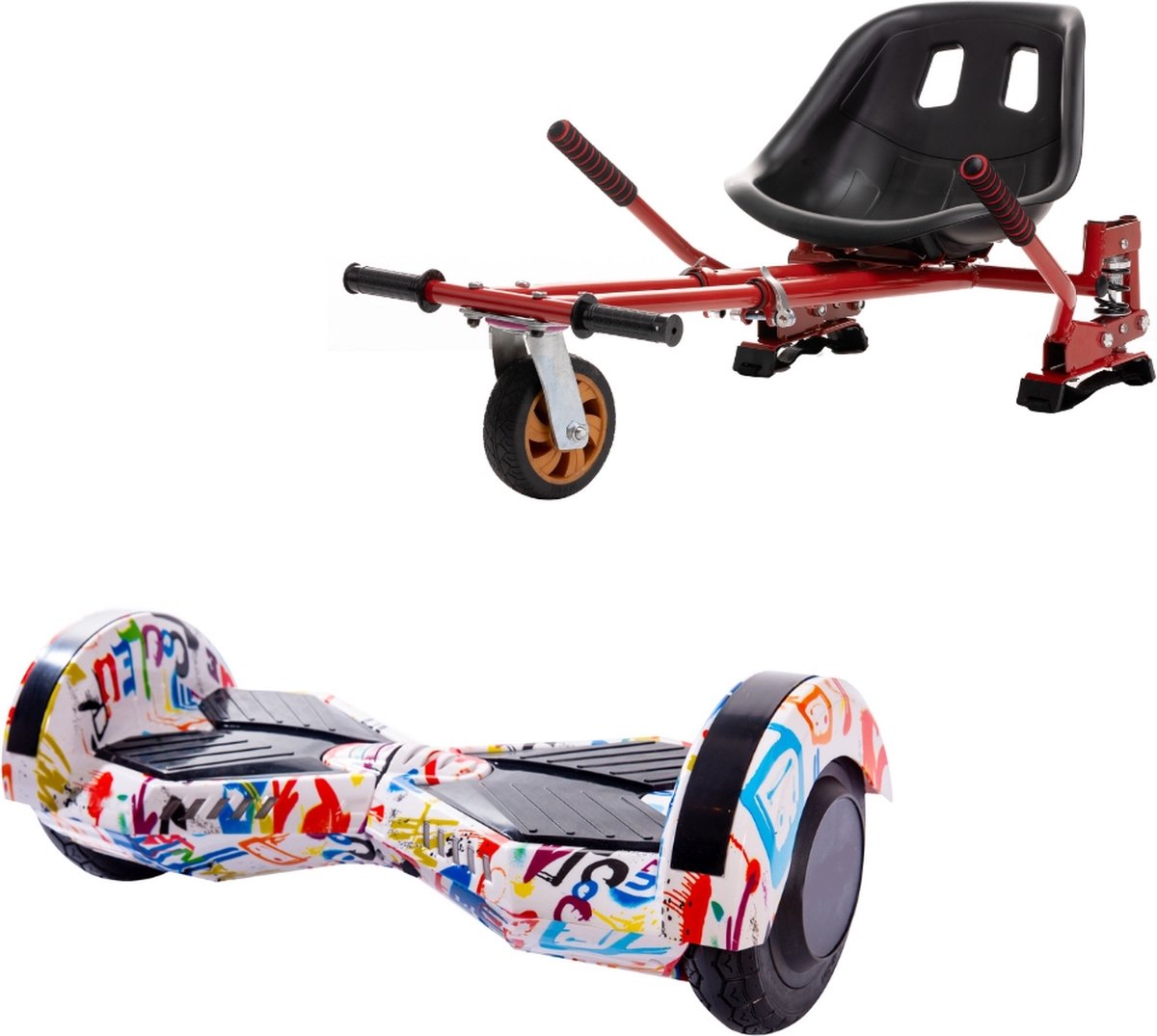 Kidscare 8’’ Lambo Hoverboard Med Schokdemper Hoverkart – Rood - Oxboard - 15kmh – Bluetooth Speakers – Led Lighting – UL2272 Gecertificeerd – Anti Lek Banden – Z2 Artwork