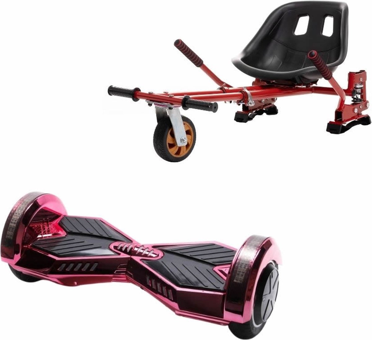 Kidscare 8’’ Lambo Hoverboard Med Schokdemper Hoverkart – Rood - Oxboard - 15kmh – Bluetooth Speakers – Led Lighting – UL2272 Gecertificeerd – Anti Lek Banden – Z2 Neon Pink