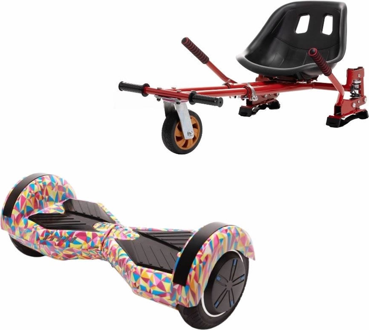 Kidscare 8’’ Lambo Hoverboard Med Schokdemper Hoverkart – Rood - Oxboard - 15kmh – Bluetooth Speakers – Led Lighting – UL2272 Gecertificeerd – Anti Lek Banden – Z2 Stained