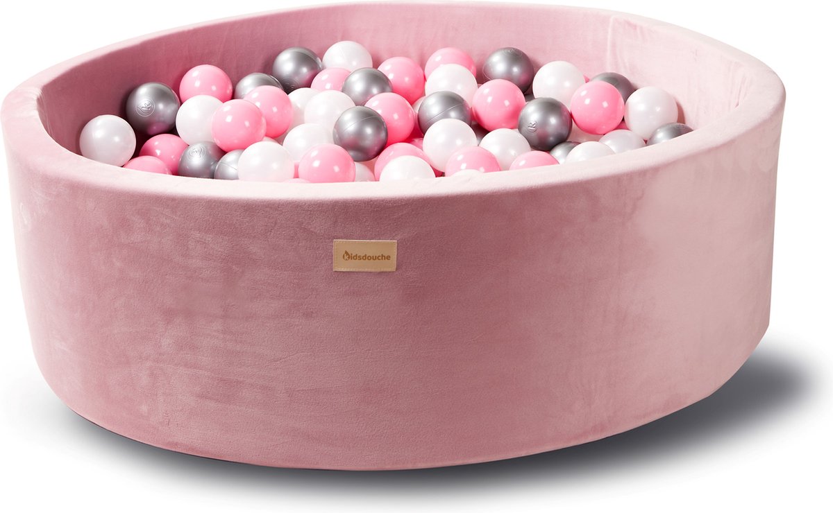   baby speelgoed 1 jaar licht Roze Velvet -   ballenbad met 250 ballen - roze, zilver, wit