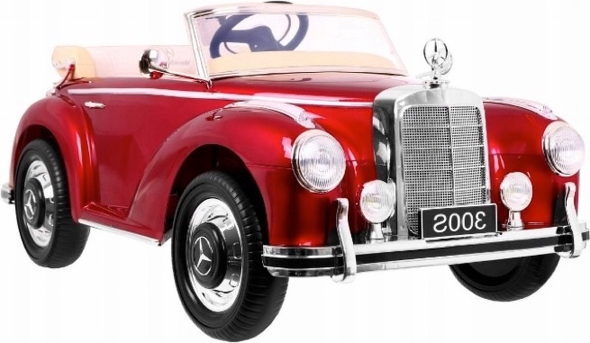 Elektrische Kinderauto Mercedes Benz 300S Oldtimer accu auto voor kinderen met afstandbediening ROOD Metallic