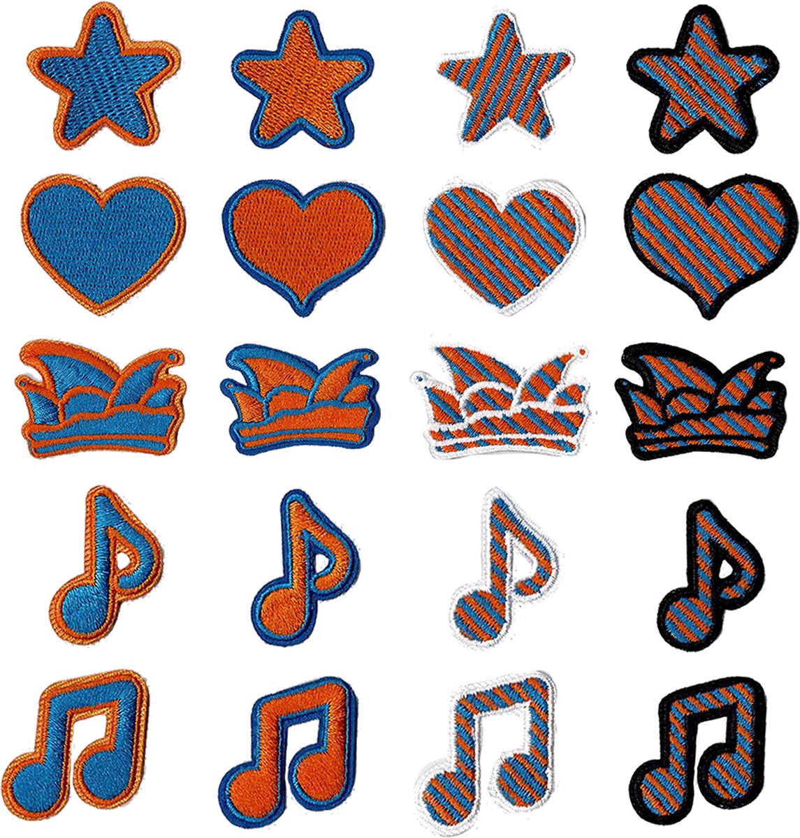 Lampegat - Oranje Blauw - Set 20 stuks - Emblemen Brabant - Opstrijk Embleem / Patch - Carnaval - Carnavals Emblemen - Carnavals Embleem