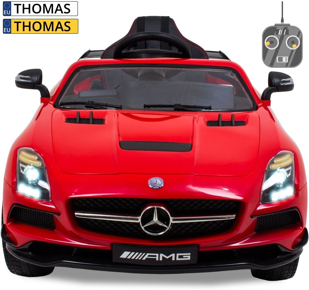 Mercedes kinderauto AMG SLS rood met videoscherm