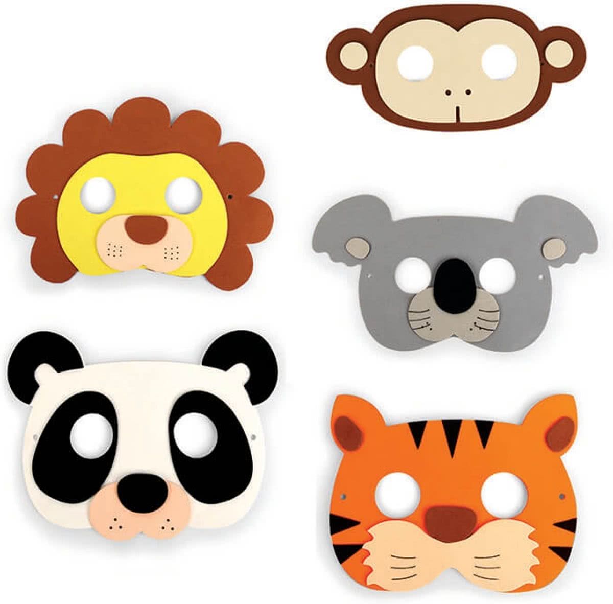 Jungle party masker (set van 5)