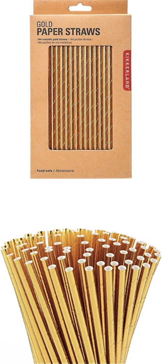 Rietjes goud - 144 stuks - metallic gold straws - Kikkerland