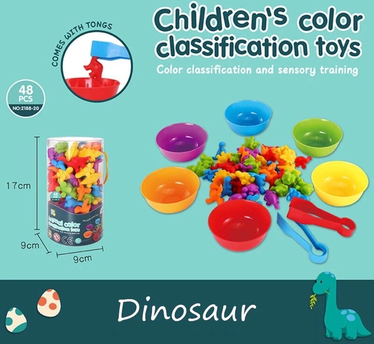 KimDo - Montessori Sorteer Speelgoed - Dinos - Sensory - Motoriek - Cognitief - Kleurrijk - Educatief Speelgoed - Sorteren - Ontwikkeling - montessori