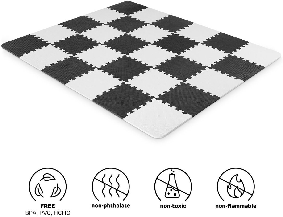 Kinderkraft Luno - Speelkleed Puzzelmat - Zwart Wit