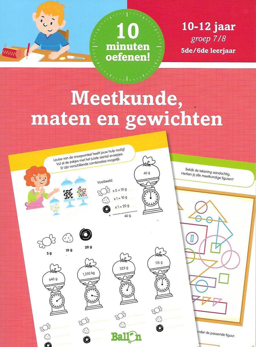 Kinderboeken Ballon Media 10 minuten oefenen meetkunde, maten en gewichten