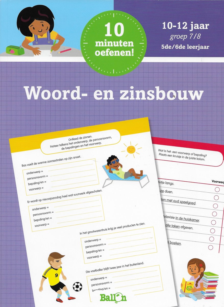 Kinderboeken Ballon Media educatieboek 10 minuten oefenen woord- en zinsbouw