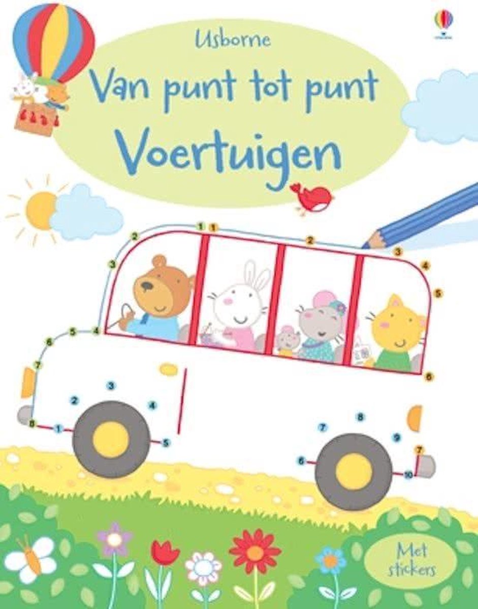 Kinderboeken kleurboek Van punt tot punt voertuigen