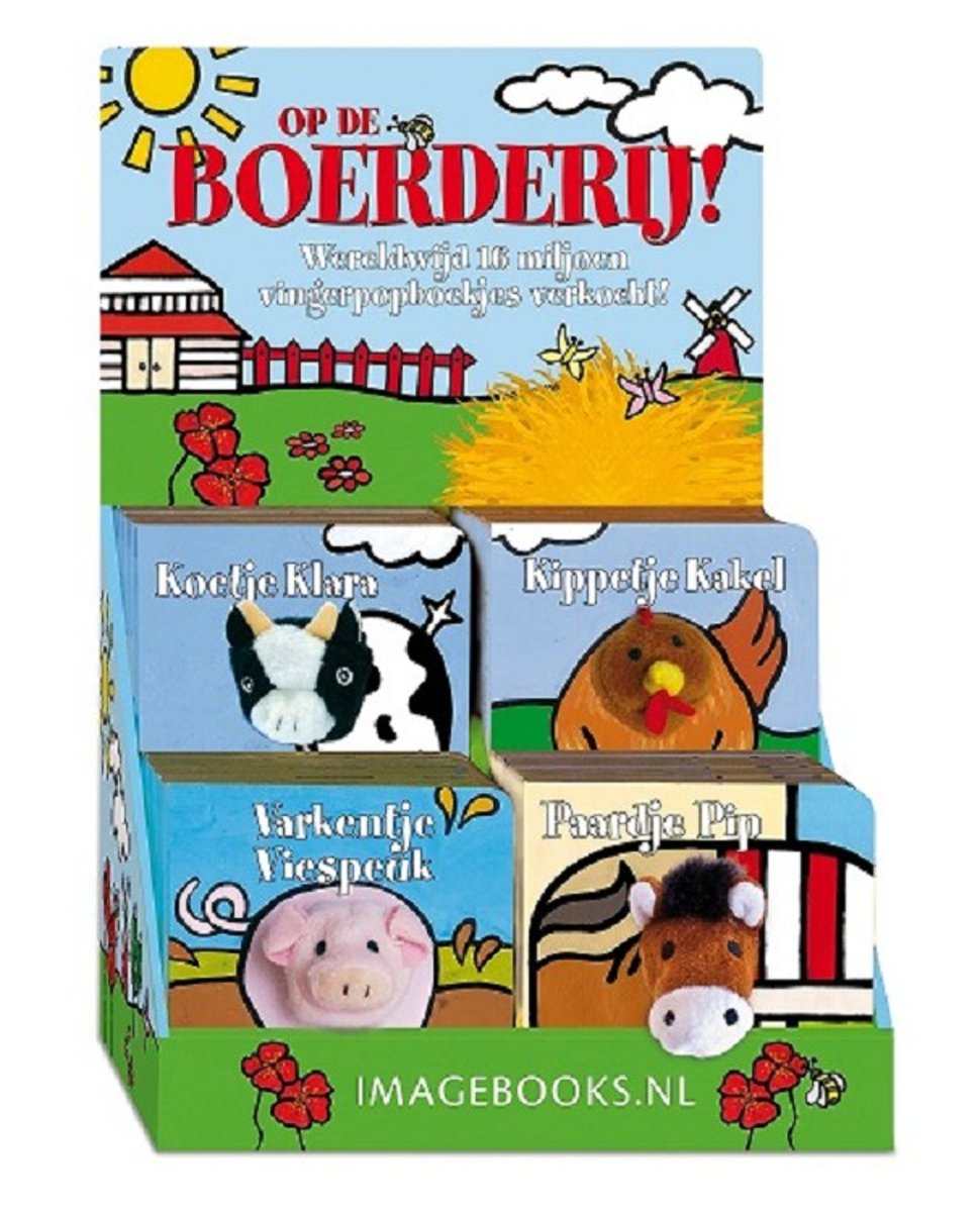 Vingerpopboekjes - Boederijdieren 4x4 (varken,paard,koe & kip)