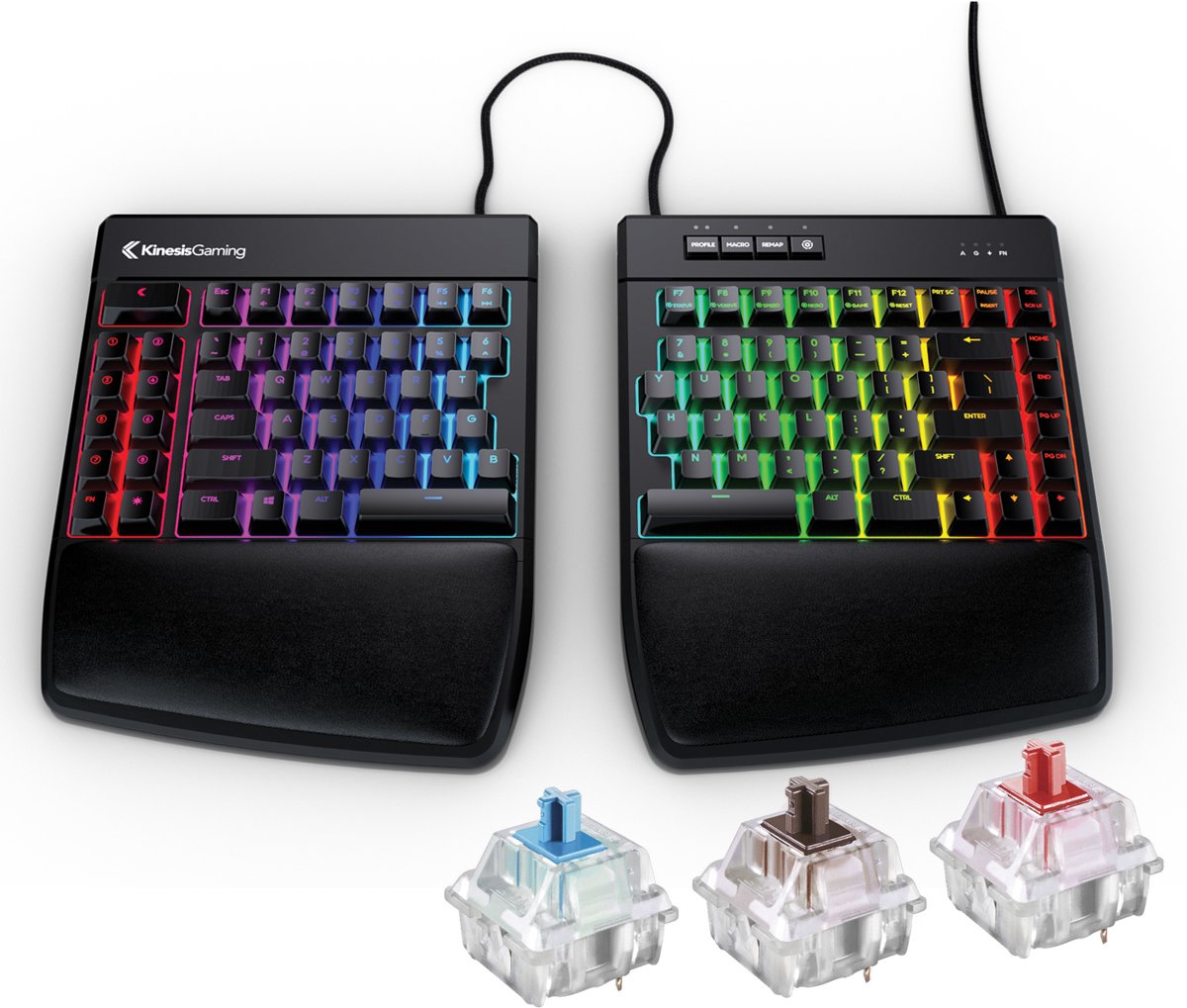 KINESIS FREESTYLE EDGE RGB RED GESPLITST GAMING TOETSENBORD INCL. LIFTKIT