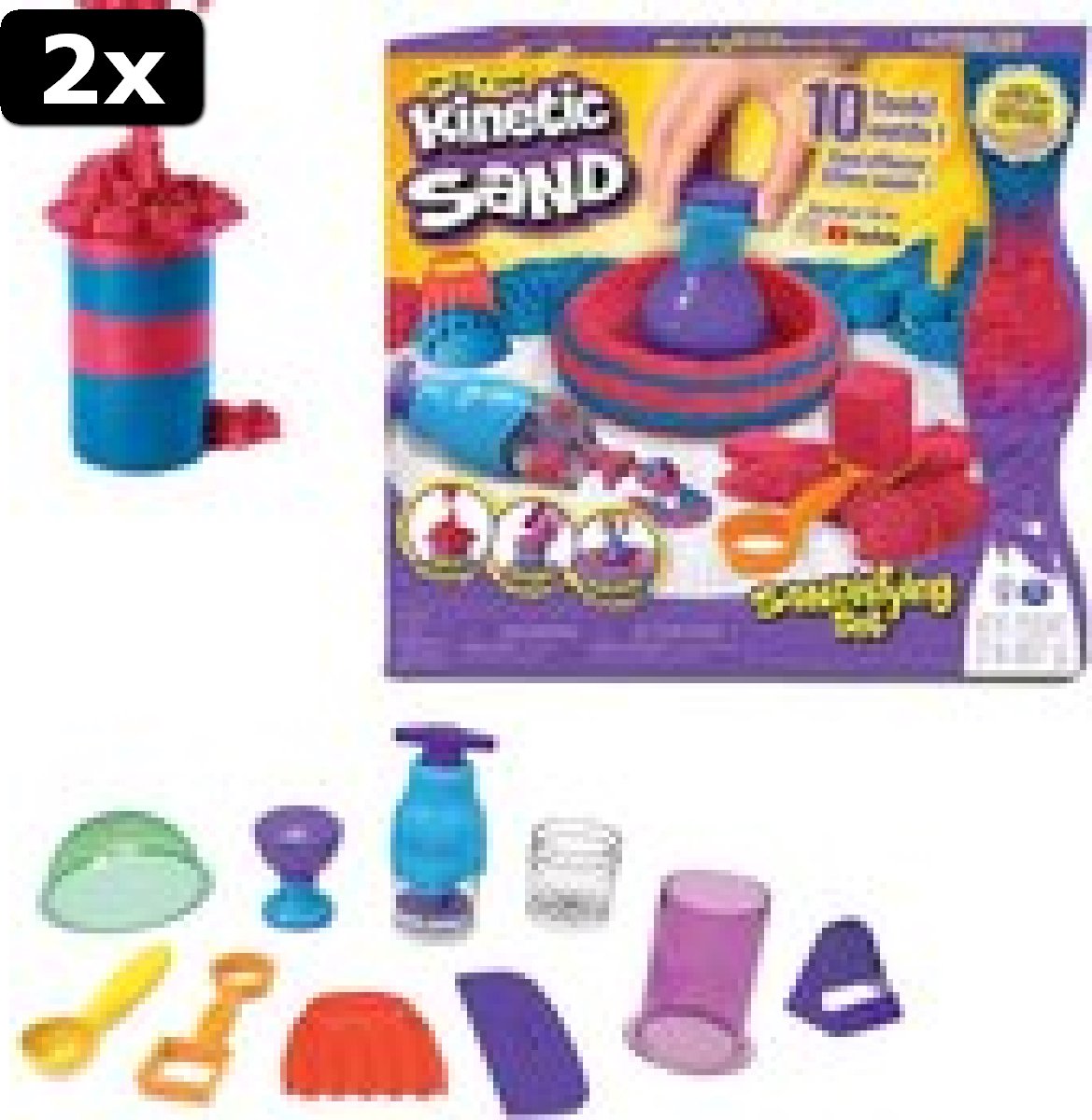 2x Kinetic Sand - Sandisfying-set met speelzand en gereedschap - 907 g - Sensorisch speelgoed