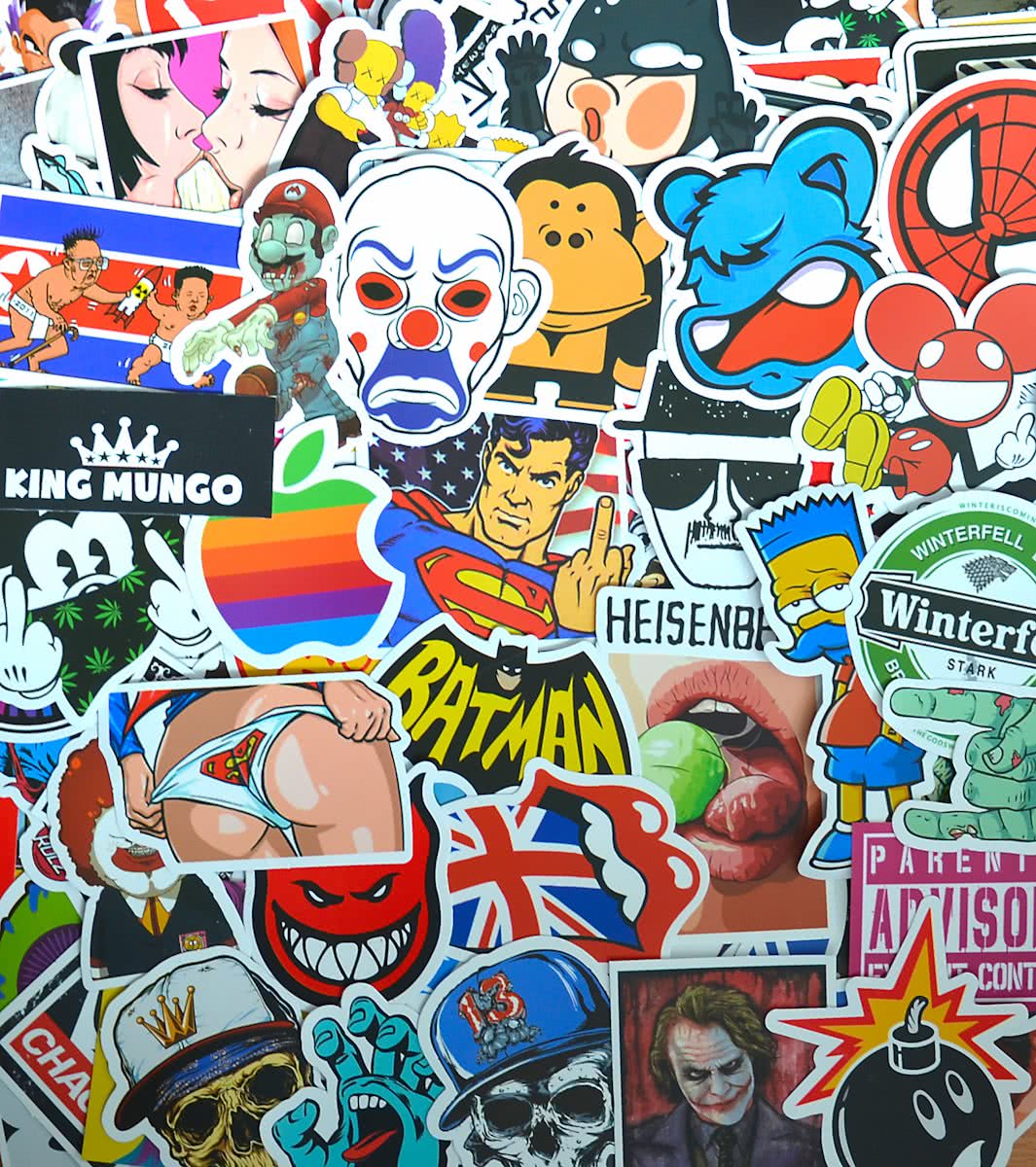 200 Stickers voor skateboard, snowboard, laptop, Macbook, smartphone, iPad, bumper, fiets en koffer - Hoogwaardige kwaliteit PVC sticker - water- en UV-bestendig - Retro style -   - KMST001