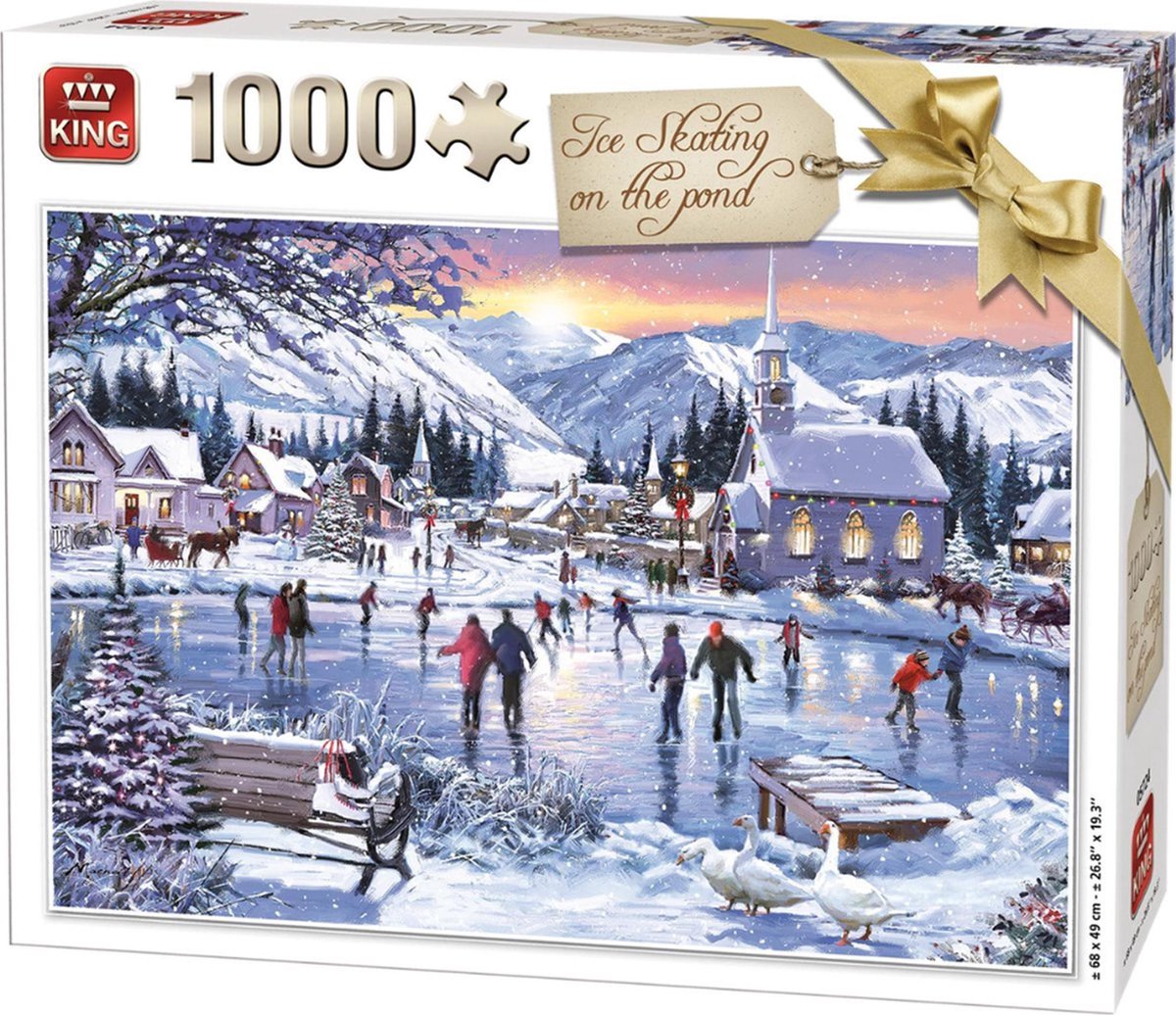 KING ICE SKATING ON THE POND  KERST/ WINTER  LEGPUZZEL 1000 stukjes